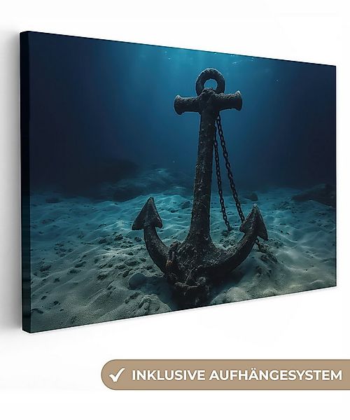 OneMillionCanvasses® Leinwandbild Anker - Eisen - Meeresboden - Sand, Fotod günstig online kaufen