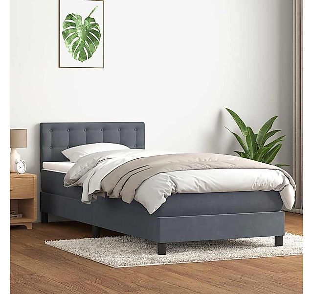 vidaXL Boxspringbett, Boxspringbett mit Matratze Dunkelgrau 90x210 cm Samt günstig online kaufen