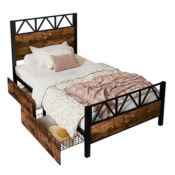 Gotagee Kinderbett Flachbett 140x200cm Jugendbett Eisenbett mit Schubladen günstig online kaufen