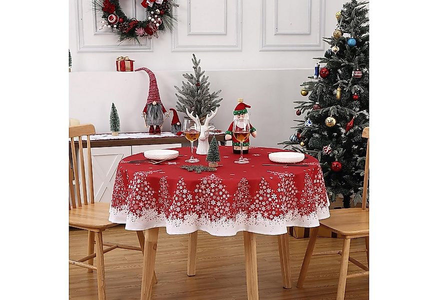 GarveeMore Tischdecke Weihnachtstischdecke mit Baum- und Schneeflockenmotiv günstig online kaufen
