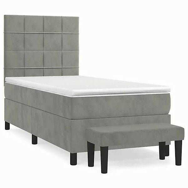 furnicato Bettgestell Boxspringbett mit Matratze Hellgrau 80x200 cm Samt (1 günstig online kaufen