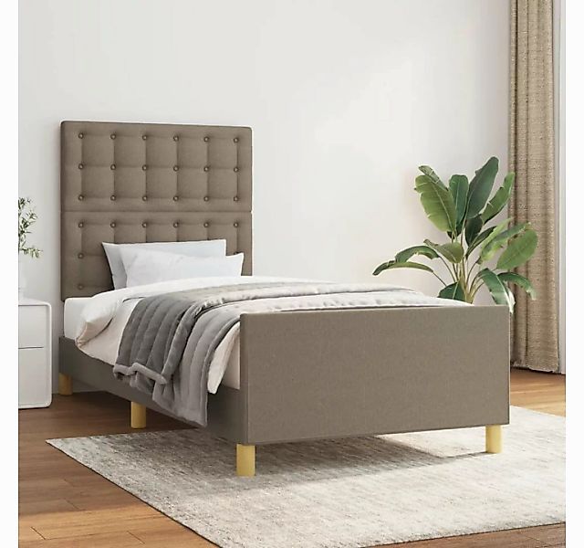 vidaXL Bett, Bettgestell ohne Matratze Taupe 100x200 cm Stoff günstig online kaufen