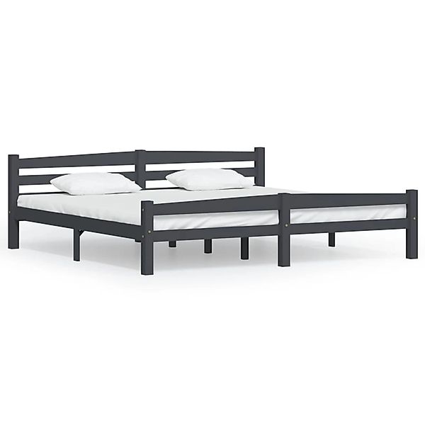 vidaXL Massivholzbett Dunkelgrau Kiefer 200x200 cm649509 günstig online kaufen