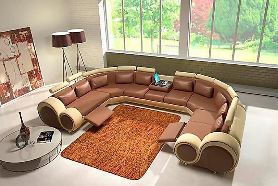 JVmoebel Ecksofa Ledersofa Polster Sofa Couch Ecksofa Wohnlandschaft Riesen günstig online kaufen