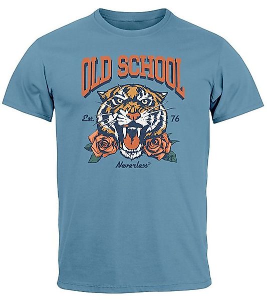 Neverless Print-Shirt Herren T-Shirt Print Tiger Rosen Old School Retro Vin günstig online kaufen