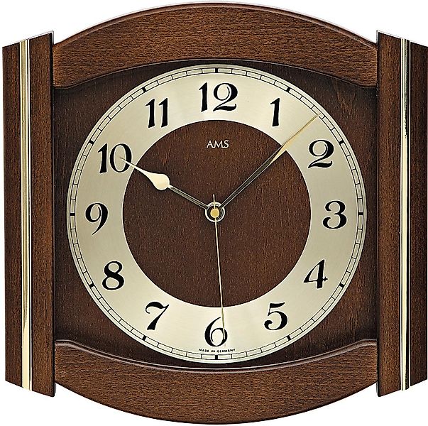 AMS Funkwanduhr F5822/1 (Quarz,Holz,Glas,Buche nussbaumfarben,Wohnzimmer,Kü günstig online kaufen