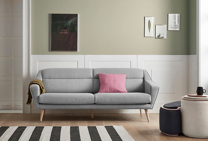 OTTO home 3-Sitzer "Bille" mit Naht im Rückenkissen und Eiche-Beinen, Desig günstig online kaufen