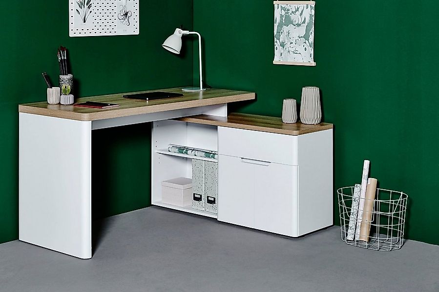 Jahnke Eckschreibtisch CU-LIBRE 150 E (1-St), wechselseitig montierbar günstig online kaufen