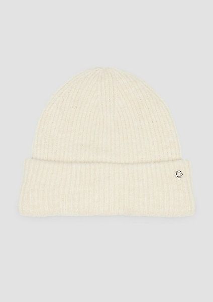 s.Oliver Strickmütze Mütze Beanie mit Umschlag und Logo-Detail günstig online kaufen