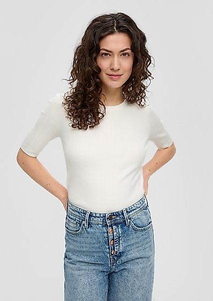 s.Oliver Strickpullover Gerippter Pullover aus Viskosestretch günstig online kaufen