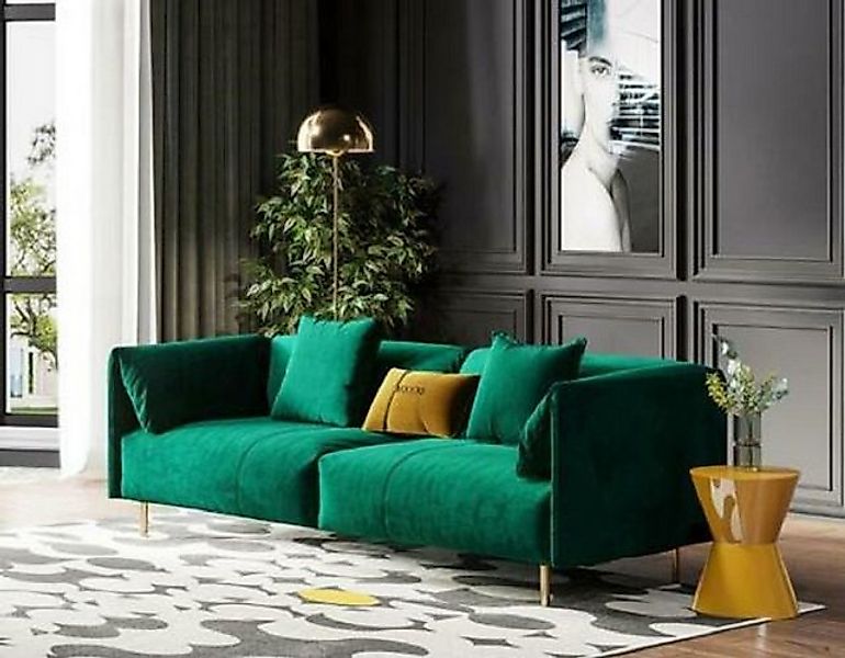 JVmoebel Sofa 2 Sitzer Velvet Zweisitzer Relax Samt Holz Club Sitz Couch Lo günstig online kaufen