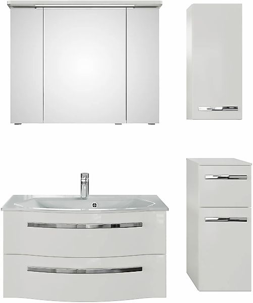 Saphir Badmöbel-Set "Serie 4005, vormontiert, Glaswaschbecken, Spiegelschra günstig online kaufen