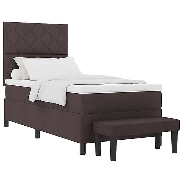 vidaXL Bett Boxspringbett mit Matratze & Bank Dunkelbraun 90x200 cm Stoff ( günstig online kaufen