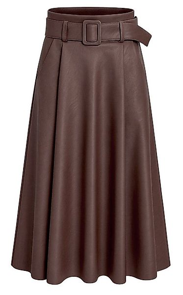 Mississhop Lederimitatrock Damen A-Linien Rock mit Gürtel – Kunstleder M.40 günstig online kaufen