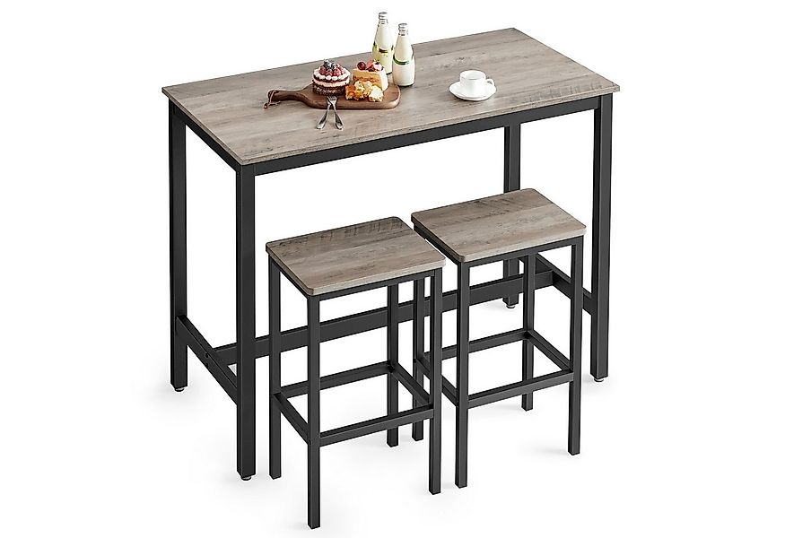 VASAGLE Bartisch Bartisch-Set, Esstisch(120 x 60 x 90 cm) mit 2 Barhochern günstig online kaufen