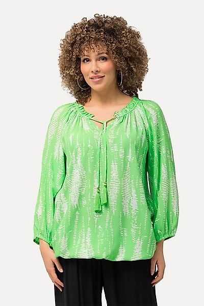 Ulla Popken Longbluse Bluse Musterstreifen Rüsche günstig online kaufen