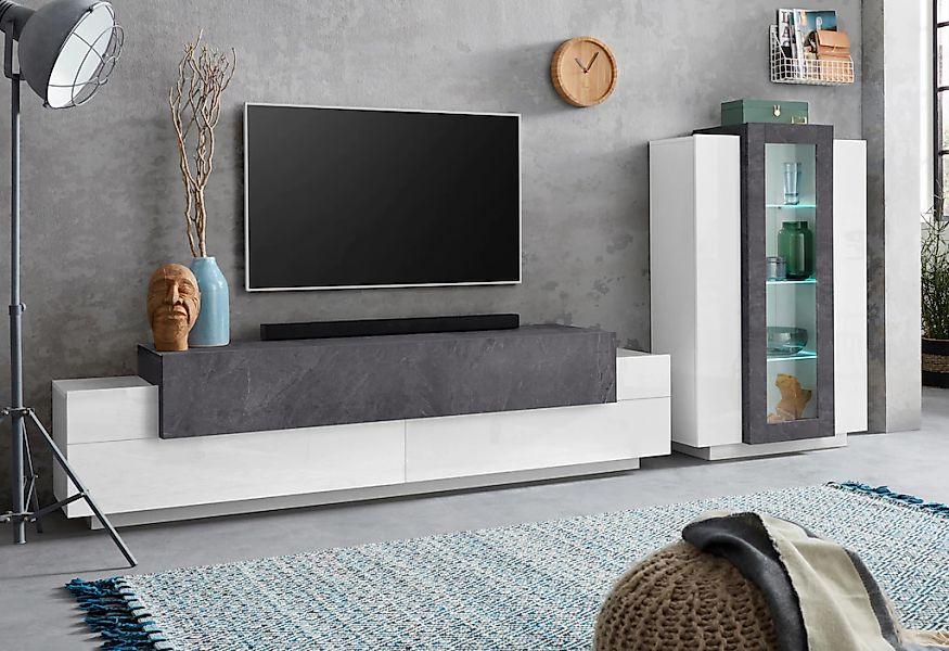 Home affaire Wohnwand "Coro, Anbauwand, Medienwand" Set, 2 Stk. tlg. günstig online kaufen