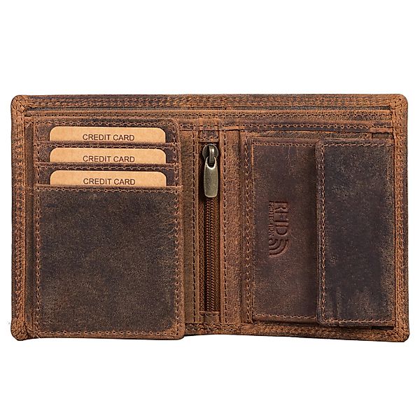 Benthill Geldbörse Herren Klein Echt-Leder Portemonnaie RFID Slim Gelbeutel günstig online kaufen