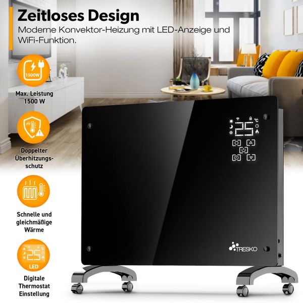 TRESKO Konvektor Glaskonvektor Elektroheizung 1500 & günstig online kaufen