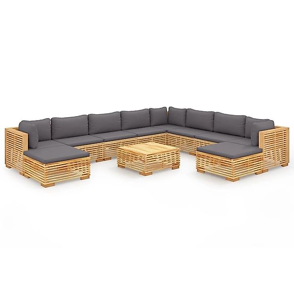 vidaXL 11-tlg Garten-Lounge-Set mit Kissen Massivholz Teak Modell 1 günstig online kaufen