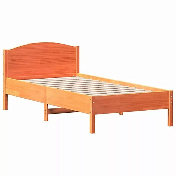 vidaXL Bett Massivholzbett mit Kopfteil Wachsbraun 75x190 cm Kiefer günstig online kaufen