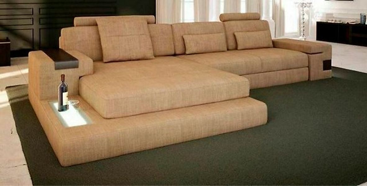 JVmoebel Ecksofa Sofa Stoff Braun L Form Couch Wohnlandschaft Sofa Eck Hell günstig online kaufen