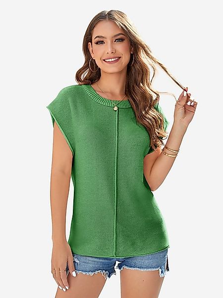 Imily Bela Stricktop Damen Cap Sleeve Kurzarm Rundhals Casual Loose Pullove günstig online kaufen