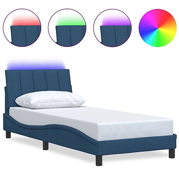 vidaXL Bettgestell ohne Matratze Hanko Blau 90x190 cm Stoff 3310432 günstig online kaufen