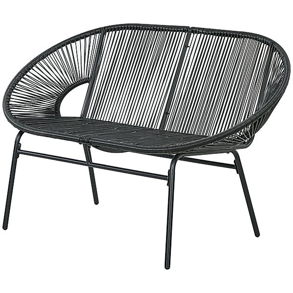 Outsunny Polyrattan Sitzbank 2-Sitzer Gartenbank bis 260 kg, Schwarz, stabi günstig online kaufen