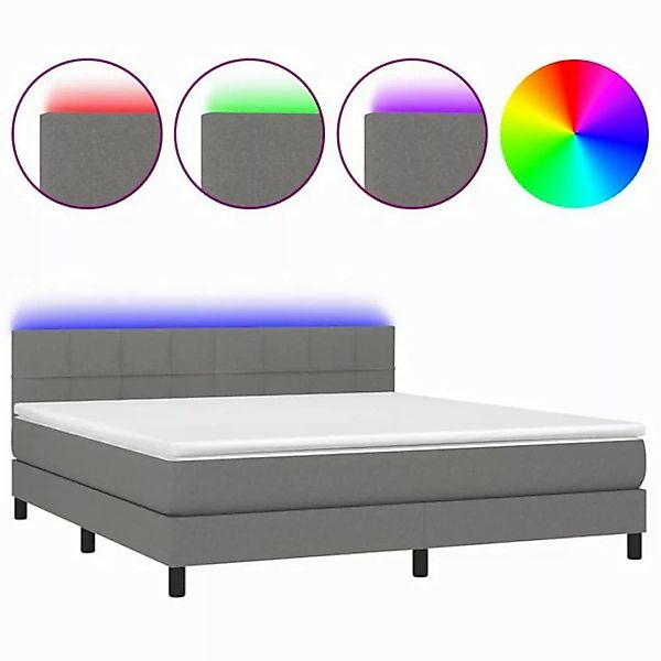 vidaXL Boxspringbett Boxspringbett mit Matratze LED Dunkelgrau 160x200 cm S günstig online kaufen