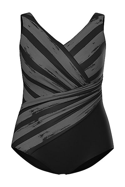 Ulla Popken Badeanzug Badeanzug Streifen Softcups Drapierung recycelt günstig online kaufen