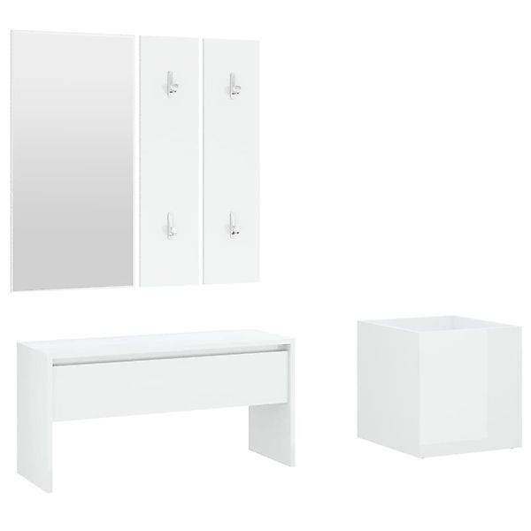 vidaXL Garderoben-Set Garderoben-Set Hochglanz-Weiß Holzwerkstoff günstig online kaufen