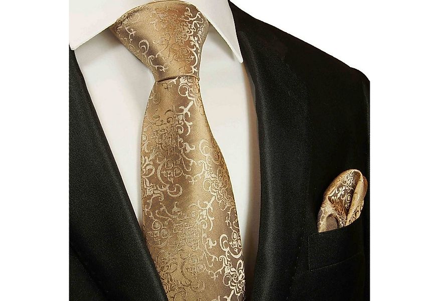 Paul Malone Krawatte Herren Seidenkrawatte mit Tuch modern barock 100% Seid günstig online kaufen