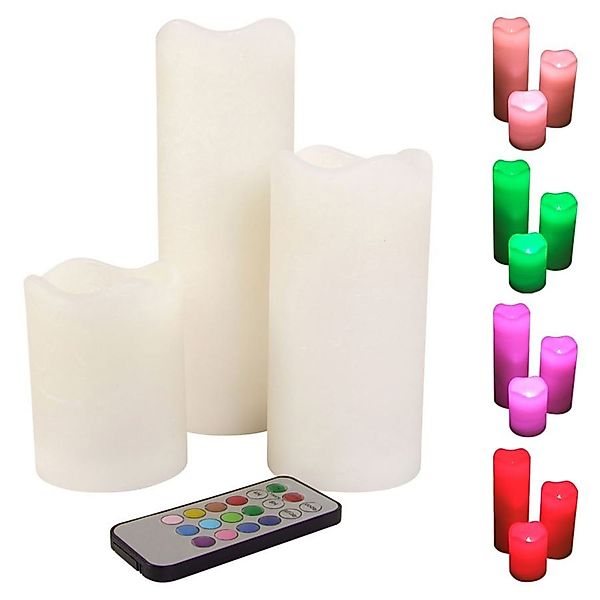 BURI Tafelkerze 3er-Set LED-Wachskerzen mit Farbwechsler günstig online kaufen