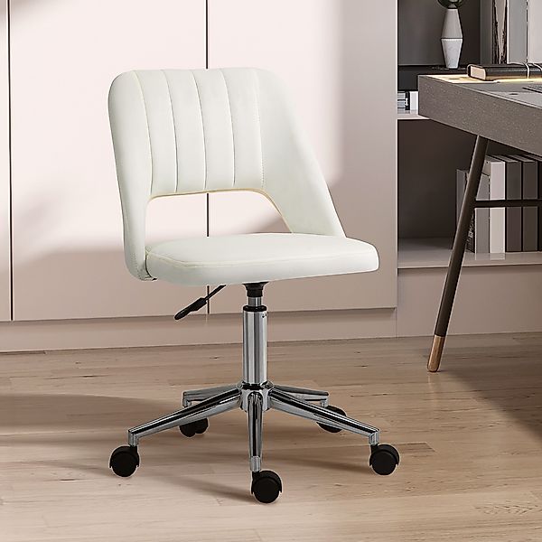 Vinsetto Drehstuhl Beige, höhenverstellbarer Bürostuhl für Wohnzimmer & Sch günstig online kaufen