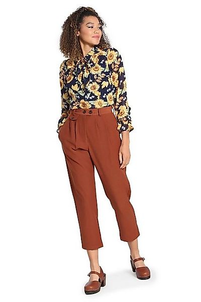 Hell Bunny Stoffhose Ravenwood Cropped Trousers Braun Retro Vintage günstig online kaufen