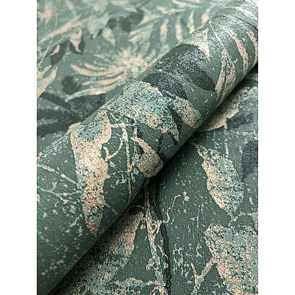 Newroom Vliestapete Jasna Blue Grey Palmenblätter Modern FSC® günstig online kaufen