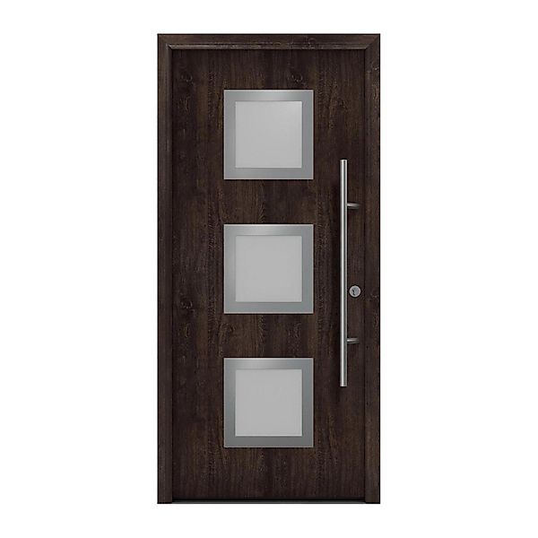 EcoStar Haustür Isopro Secur IPS 810S Eiche Dunkel 110 cm x 210 cm DIN R günstig online kaufen