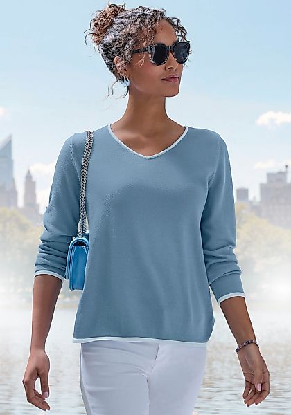 Vivance V-Ausschnitt-Pullover mit Kontrastkanten, casual günstig online kaufen