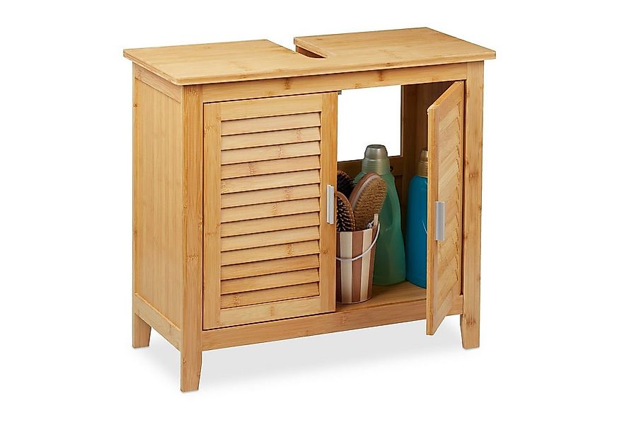 relaxdays Waschbeckenunterschrank Bambus günstig online kaufen