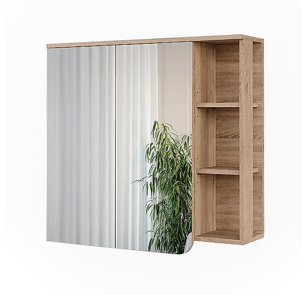 Vicco Badezimmerspiegelschrank Karen, Sonoma/Blau, 80 x 75 cm mit Spiegel günstig online kaufen