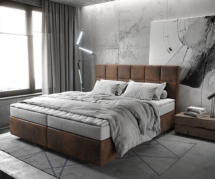 DELIFE Boxspringbett Dream-Fine, Mikrofaser Braun 180x200 günstig online kaufen