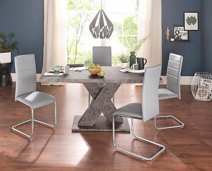 INOSIGN Essgruppe, (Set, 5 tlg.), mit 4 Stühlen und Tisch in Zement-Optik günstig online kaufen