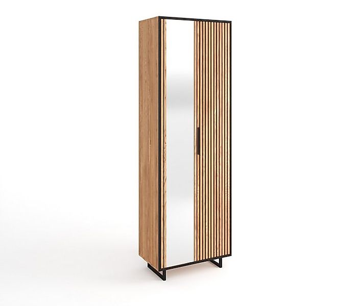 Lebenswert Garderobenschrank Eddie in Eiche / schwarz - 70x197x40 (BxHxT) günstig online kaufen