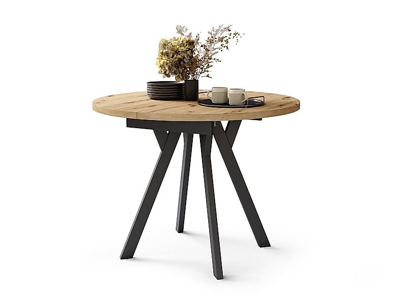 designimpex Esstisch Design Esstisch Aldo ausziehbar 90 cm bis 145 cm rund günstig online kaufen