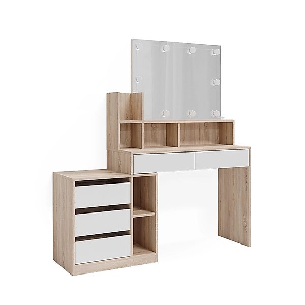 Vicco Schminktisch Anja Weiß/Sonoma/Sonoma 139.8 cm mit LED Beleuchtung günstig online kaufen