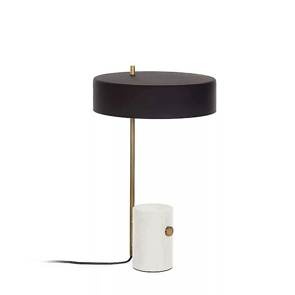 Design Tischlampe in Schwarz und Messingfarben weißem Marmorfuß günstig online kaufen