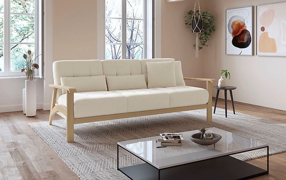 sit&more 3-Sitzer »Billund« Armlehnen aus Buchenholz in natur, verschiedene günstig online kaufen