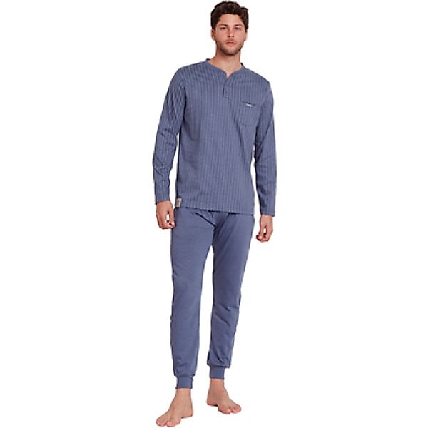 Admas  Pyjamas/ Nachthemden Pyjama Hausanzug Hose Polo Langarm Blue Premium günstig online kaufen