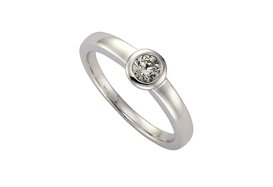 Zeeme Fingerring Silber 925 rhodiniert mit Zirkonia weiß günstig online kaufen